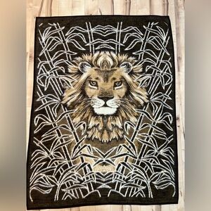 Vintage reversible acrylic Lion blanket